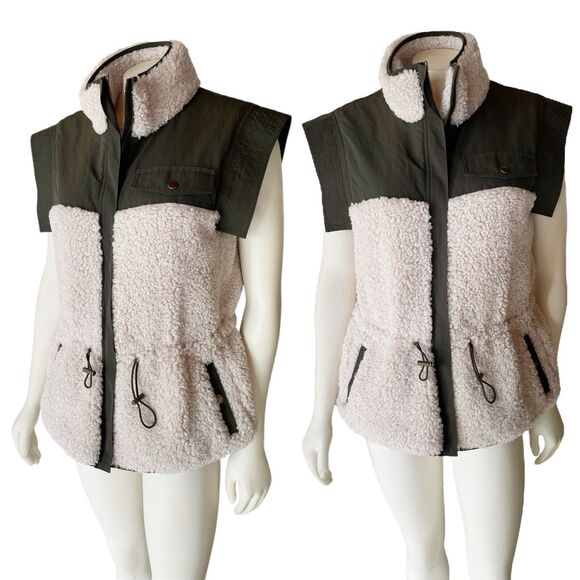 Ulla Johnson Tariet Teddy Fleece Vest Olive Army Small